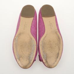 مملوكة مسبقًا Salvatore Ferragamo Pink Patent Pebbled Cap Toe Varina Ballet Flats Size 38