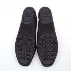 Pre Owned Salvatore Ferragamo Gancino Bit Black Leather Drivers Size 40