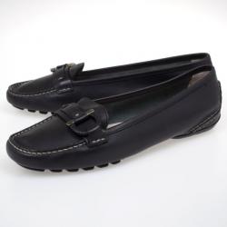 Pre Owned Salvatore Ferragamo Gancino Bit Black Leather Drivers Size 40