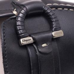 Pre Owned Salvatore Ferragamo Gancino Bit Black Leather Drivers Size 40