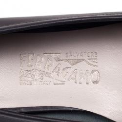 Pre Owned Salvatore Ferragamo Gancino Bit Black Leather Drivers Size 40