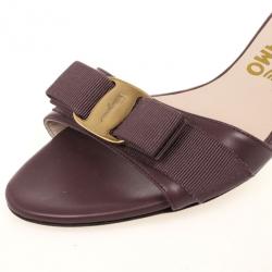 Pre Owned Salvatore Ferragamo Purple Bow Glory Slides Size 37.5
