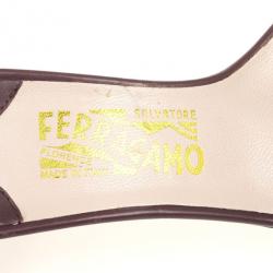 Pre Owned Salvatore Ferragamo Purple Bow Glory Slides Size 37.5