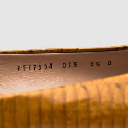 Pre Owned Salvatore Ferragamo Beige Embossed Logo Buckle 'Sun' Ballet Flats Size 40 