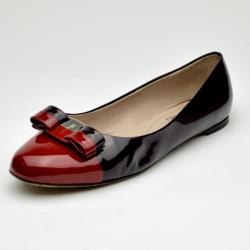 Pre Owned Salvatore Ferragamo Varina Two Tone Patent Leather Ballerina Flats Size 40