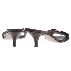 Salvatore Ferragamo Brown Glory Bow Slides Size 37