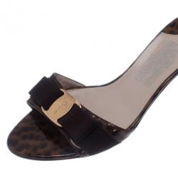 Salvatore Ferragamo Brown Glory Bow Slides Size 37