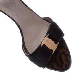 Salvatore Ferragamo Brown Glory Bow Slides Size 37
