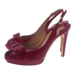 Pre Owned Salvatore Ferragamo Pink Patent Bloomy Slingback Sandals Size 37