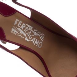 Pre Owned Salvatore Ferragamo Pink Patent Bloomy Slingback Sandals Size 37