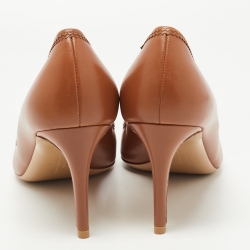 Pre Owned Salvatore Ferragamo Brown Leather Oversized Bow Pumps Size 40.5