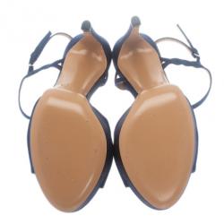 Pre Owned Salvatore Ferragamo Blue Satin Platform Sandals Size 39