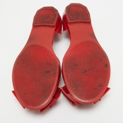 Pre Owned Salvatore Ferragamo Red Jelly Barbados Ballet Flats Size 37.5