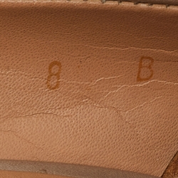 Salvatore Ferragamo Beige Leather Vara Bow Wedge Platform Pumps Size 38.5