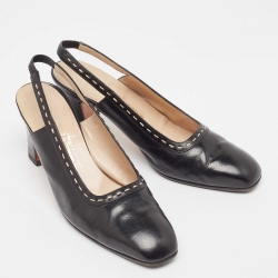 مملوكة مسبقًا Salvatore Ferragamo Black Leather  Slingback Pumps Size 38.5