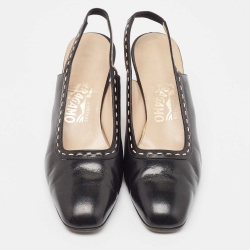 مملوكة مسبقًا Salvatore Ferragamo Black Leather  Slingback Pumps Size 38.5