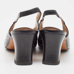 مملوكة مسبقًا Salvatore Ferragamo Black Leather  Slingback Pumps Size 38.5