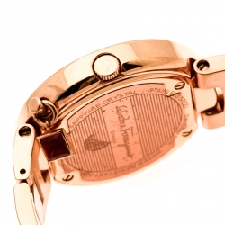 Salvatore Ferragamo White Rose Gold Plated Steel Gancino FF5 Women's Wristwatch 36 mm