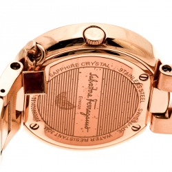 Salvatore Ferragamo White Rose Gold Plated Steel Gancino FF5 Women's Wristwatch 36 mm