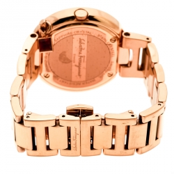 Salvatore Ferragamo White Rose Gold Plated Steel Gancino FF5 Women's Wristwatch 36 mm