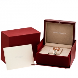 Salvatore Ferragamo White Rose Gold Plated Steel Gancino FF5 Women's Wristwatch 36 mm