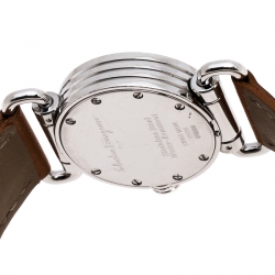 Pre Owned Salvatore Ferragamo White Stainless Steel 0125 Women's Wristwatch 25 mm