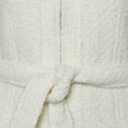 Pre Owned Sandro Off White Tweed Pleated Hem & Belted Mini Dress S