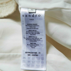 Pre Owned Sandro Off White Tweed Pleated Hem & Belted Mini Dress S