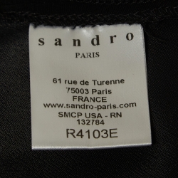 Pre Owned Sandro Black Crepe V Neck Sleeveless Midi Dress M