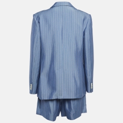 Pre Owned Sandro Blue Pinstripe Blazer and Shorts (XL/L)