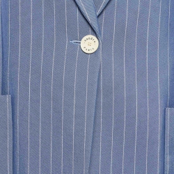 Pre Owned Sandro Blue Pinstripe Blazer and Shorts (XL/L)