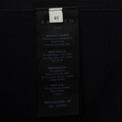 Pre Owned Sandro Navy Blue Stretch Knit Scallop Trim Mini Skirt L