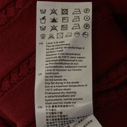 Pre Owned Sandro Burgundy Perforated Knit Knot Detail Midi Dress XS