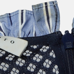 Pre Owned Sandro Navy Blue Crepe & Lace Mini Dress L