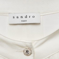 Pre Owned Sandro Off-White Satin Pleated Blouse S
