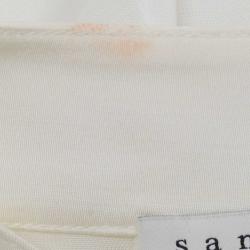 Pre Owned Sandro Off-White Satin Pleated Blouse S