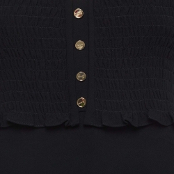 Pre Owned Sandro Black Crepe Ombline Smocked Mini Dress S