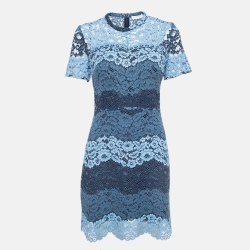 Sandro Blue Floral Lace Mini Dress M
