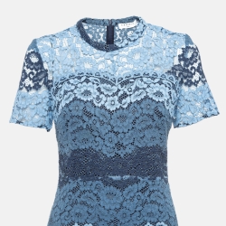 Sandro Blue Floral Lace Mini Dress M