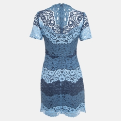 Sandro Blue Floral Lace Mini Dress M
