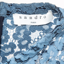 Sandro Blue Floral Lace Mini Dress M