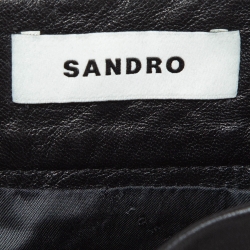 Pre Owned Sandro Black Leather Pleated Mini Skirt XS