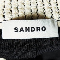 Pre Owned Sandro Black Knit Crochet Collar Villa Midi Dress M