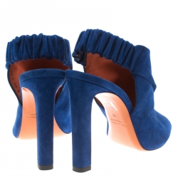 Santoni Blue Suede Backstrap Peep Toe Sandals Size 40