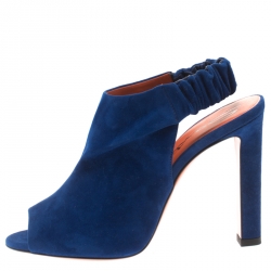 Santoni Blue Suede Backstrap Peep Toe Sandals Size 40