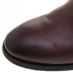 Pre Owned Santoni Burgundy Leather High Boots Size 37.5