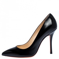 Pre Owned حذاء كعب عالي سانتوني مقدمة مدببة جلد أسود مقاس 38