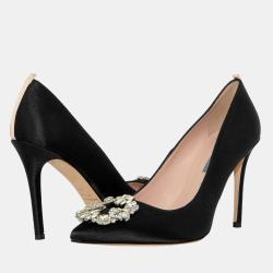 Pre Owned SJP Sarah Jessica Parker 100MM BLACK SATIN AMIRA 41