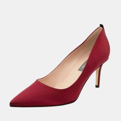 Pre Owned SJP Sarah Jessica Parker 70MM BURGUNDY SATIN FAWN 36