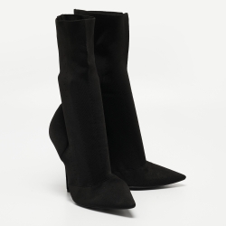 Yeezy Season 6 Black Stretch Fabric Ankle Booties Size 38.5